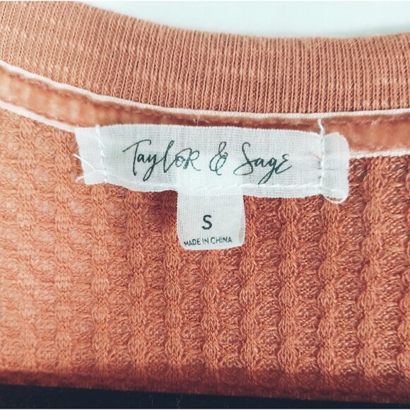 Thermal Top Size S Long Sleeve Henley  Lace Rib Knit Pinky Rust Cottage Y2K Retr - Picture 3 of 11